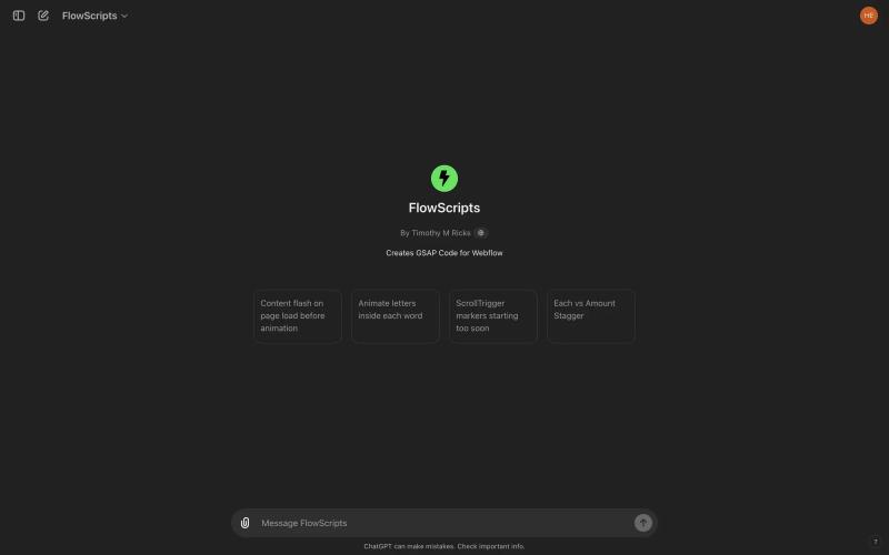 FlowScripts GPT - GSAP Code for Webflow 