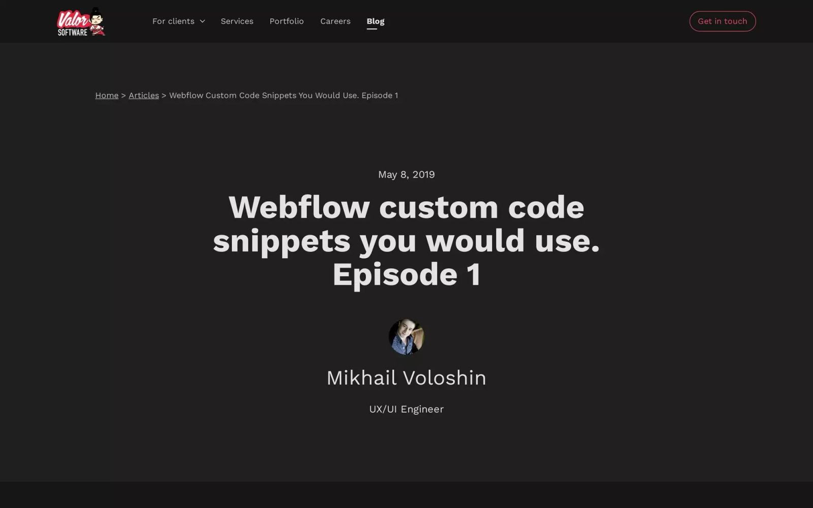 Webflow custom code snippets you would use. Episode 1