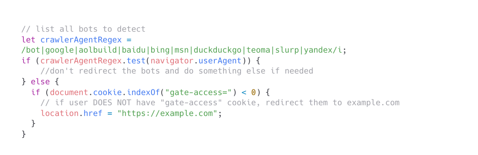 Detect and Don't Redirect Search Bots