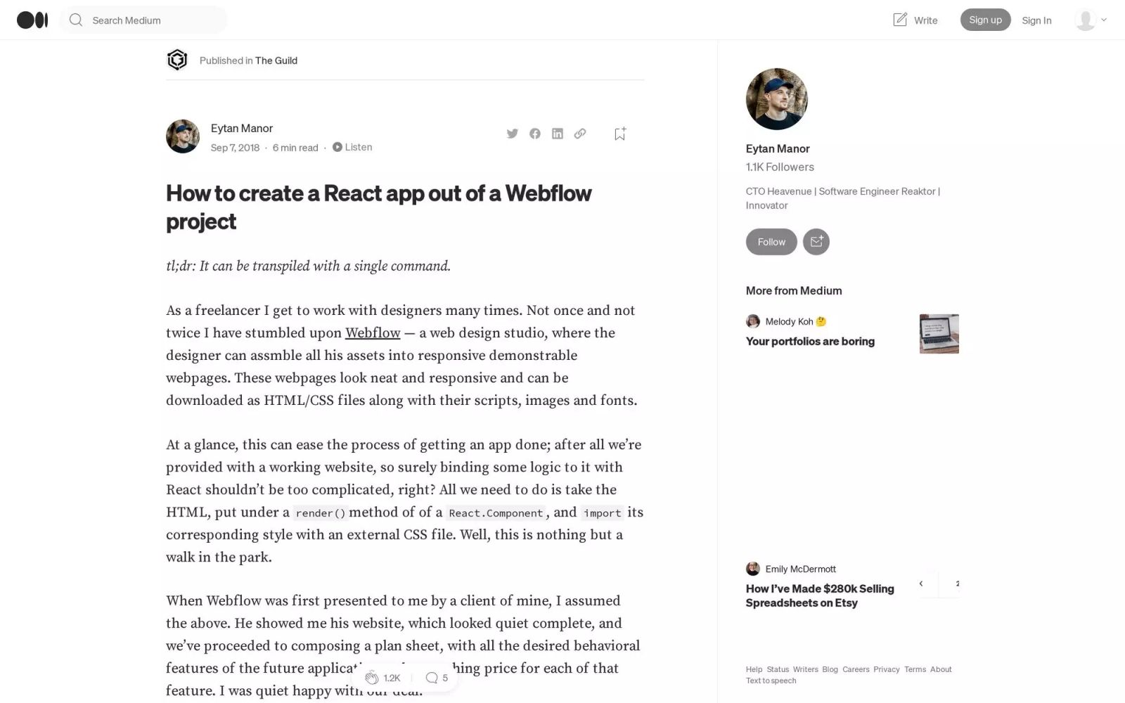 How to create a React app out of a Webflow project