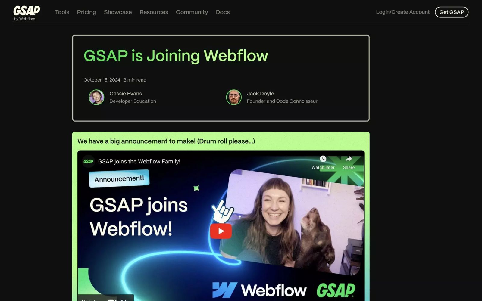 GSAP is Joining Webflow