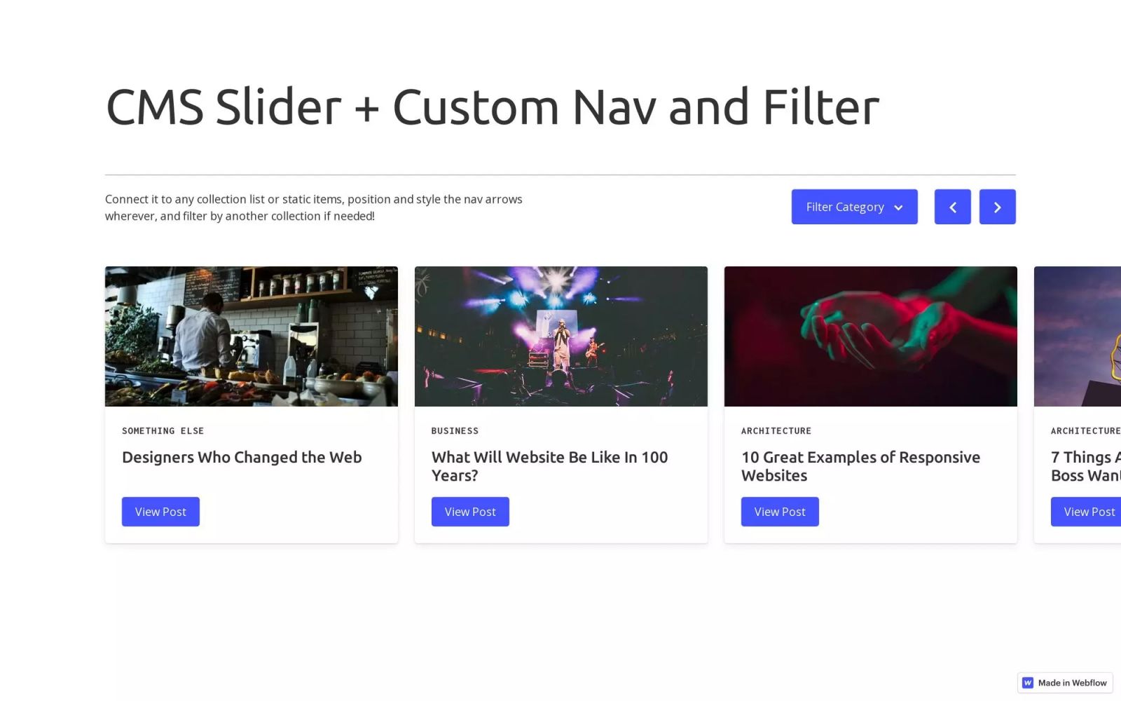 CMS Card Slider + Filter