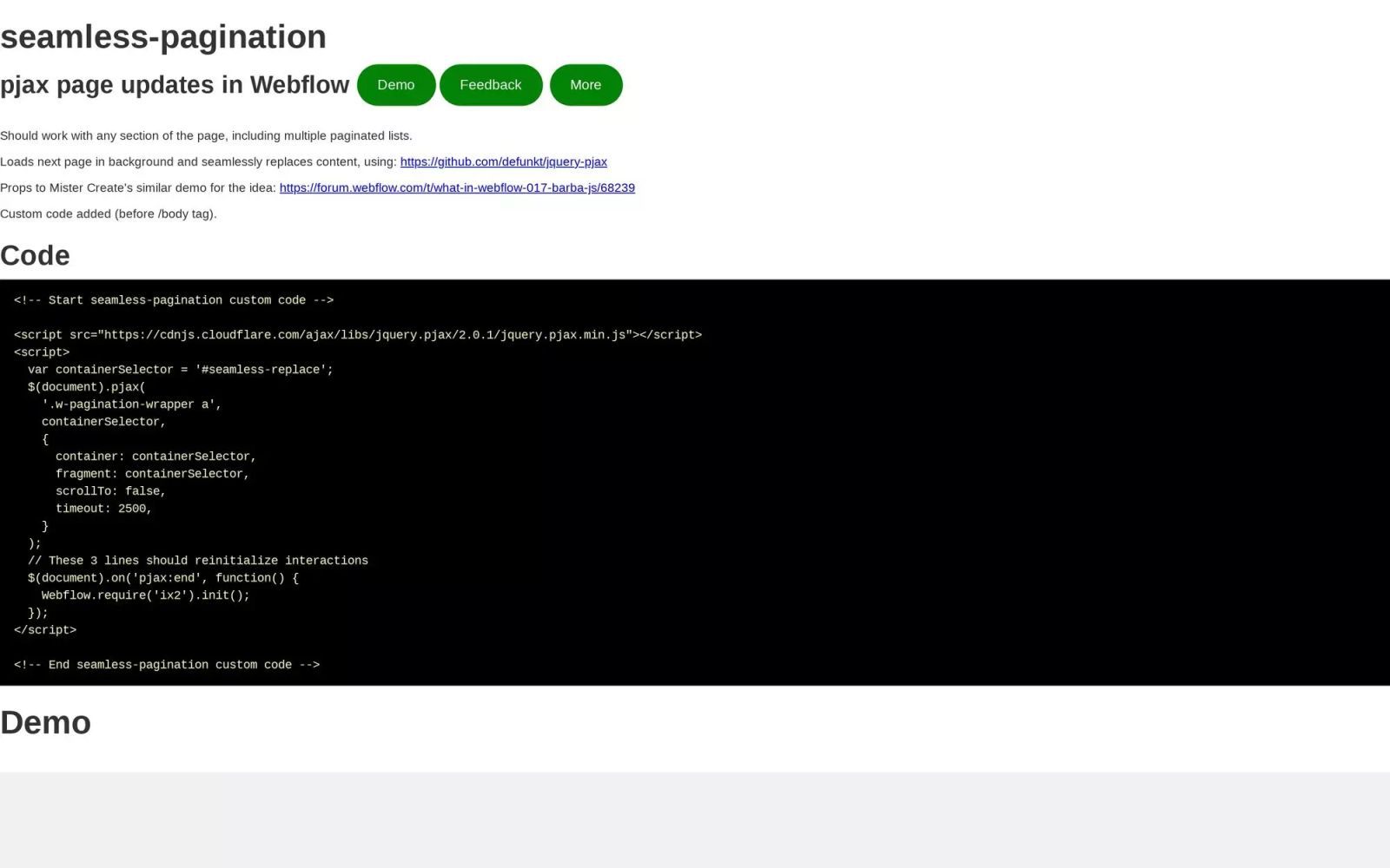 Webflow Seamless Pagination