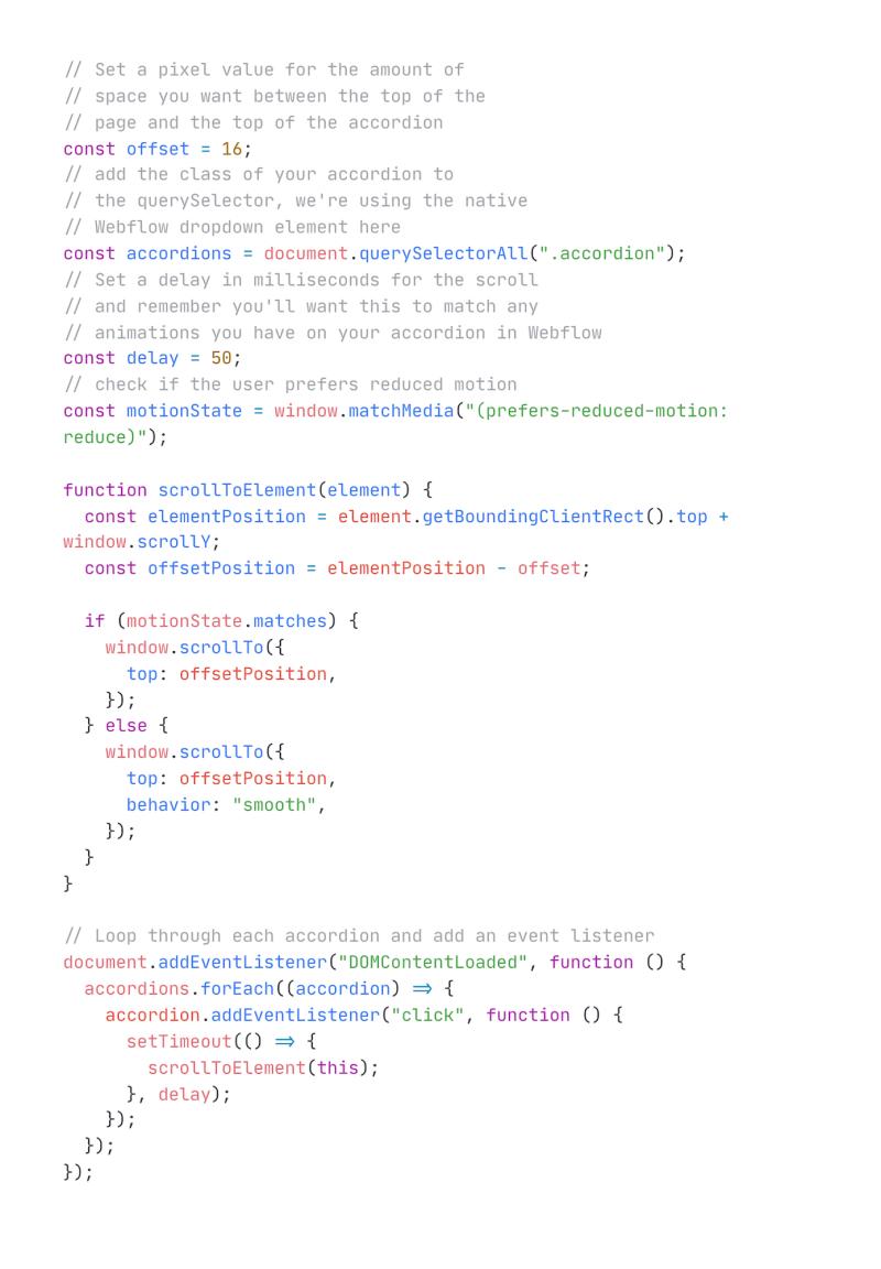 Scroll to accordion on open