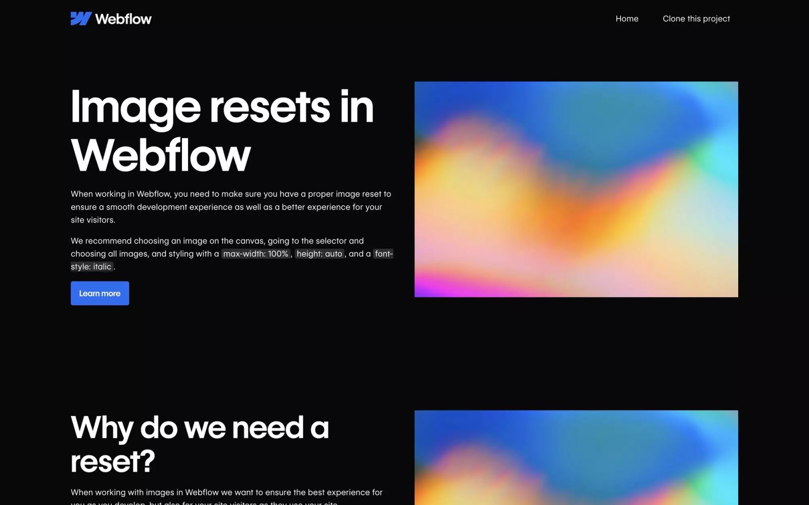 Image Resets in Webflow