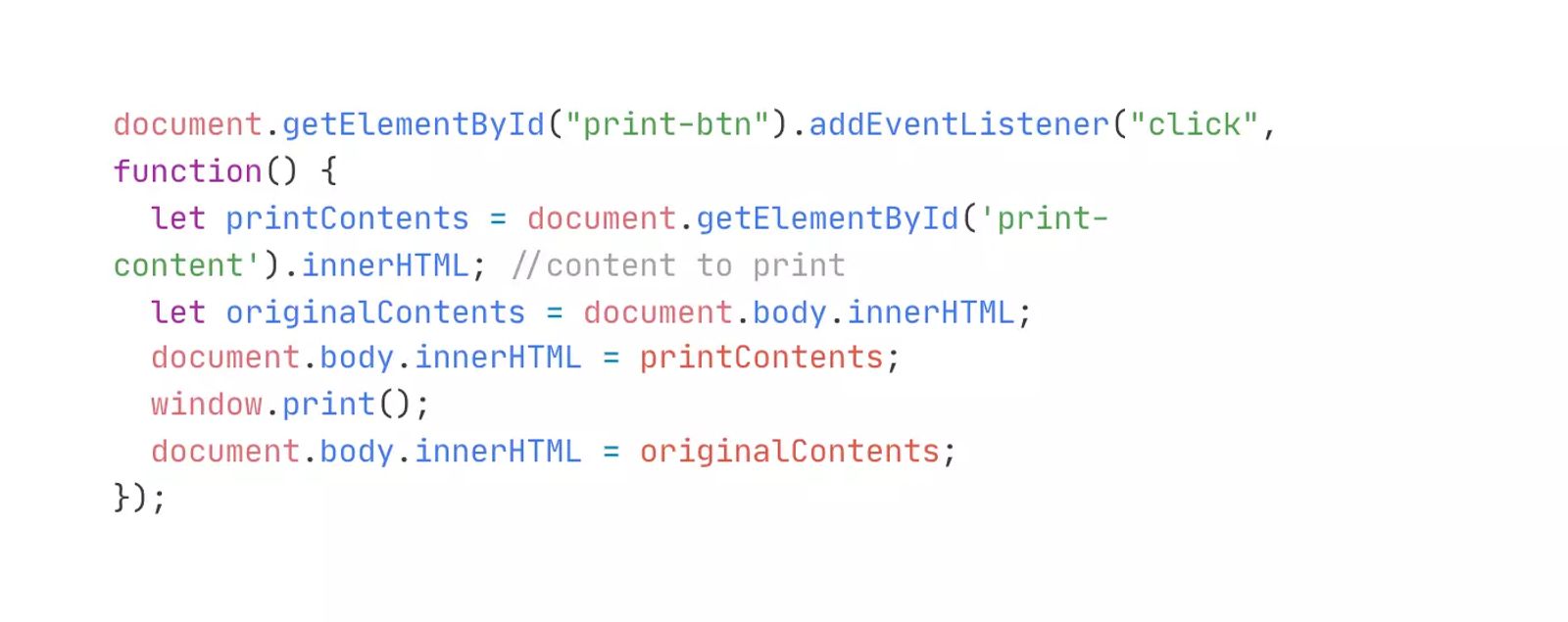 Print a Specific Element w/ Button