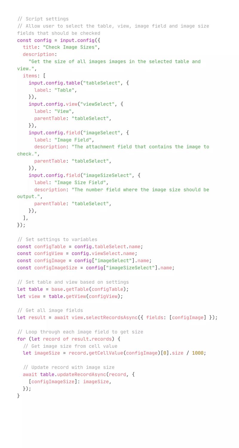 Get Image Size w/ Airtable Script
