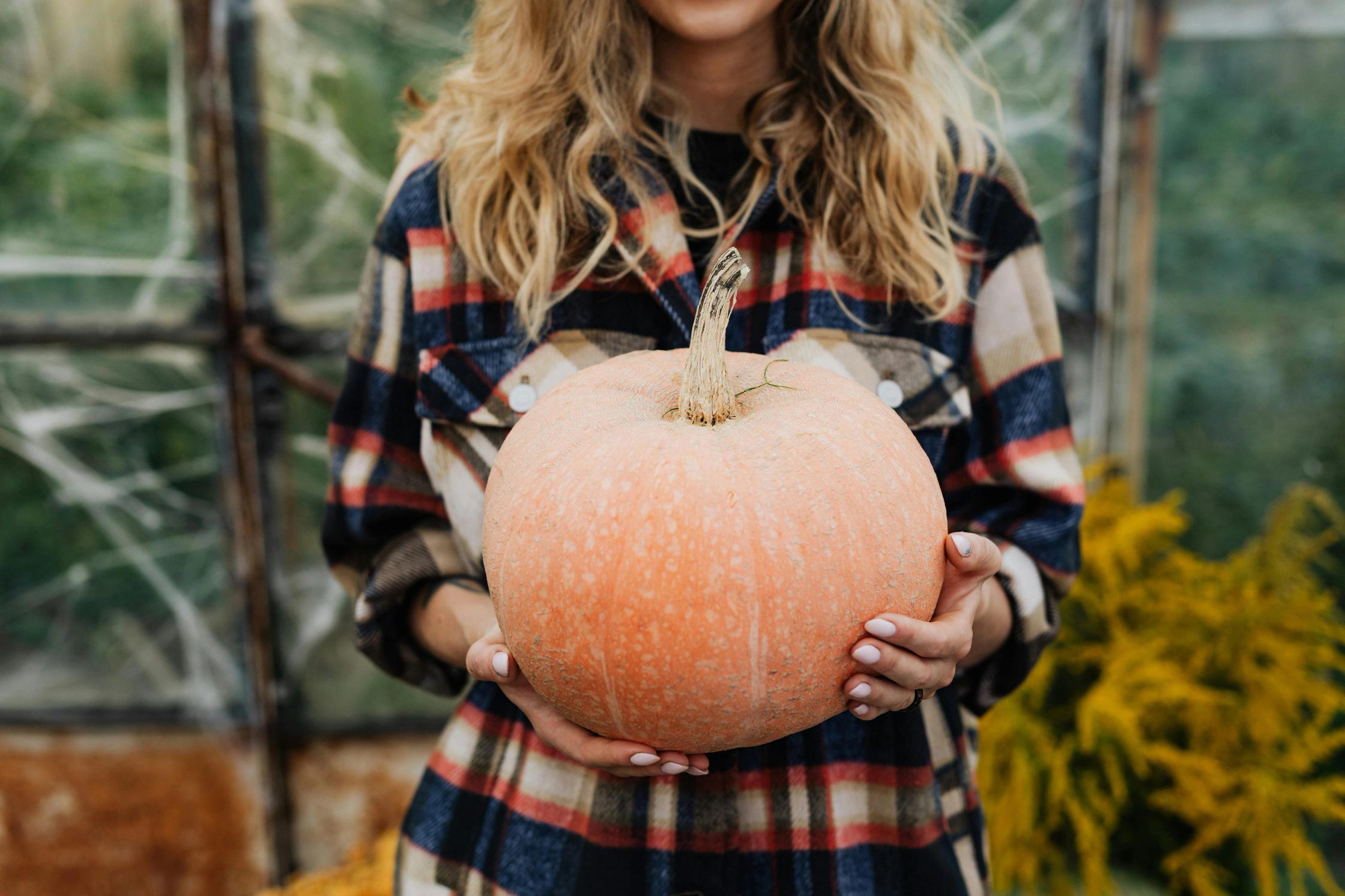 woman holding pumpkin