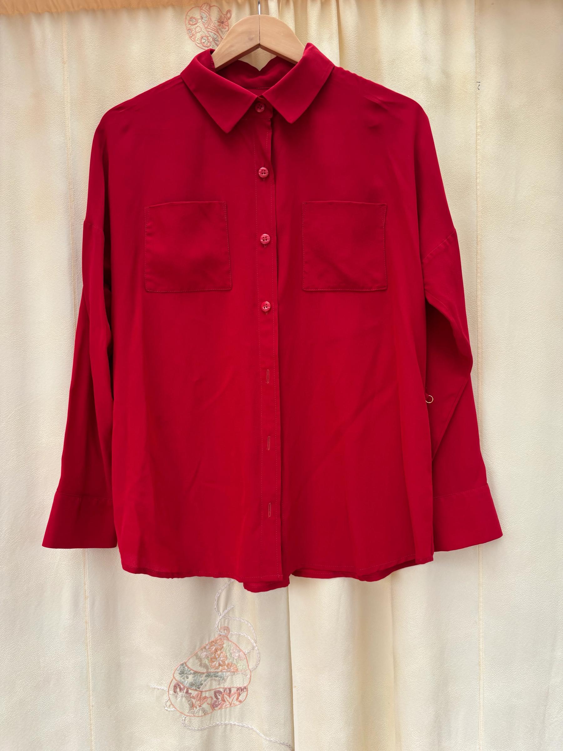 Wright shirt  Red silk size Medium thumbnail 2