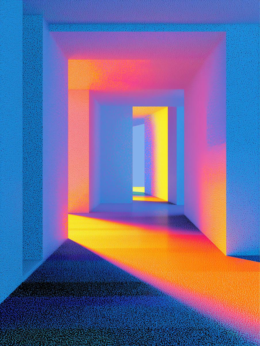 Light corridors illustration representing native experience marketing as a new era in communication
