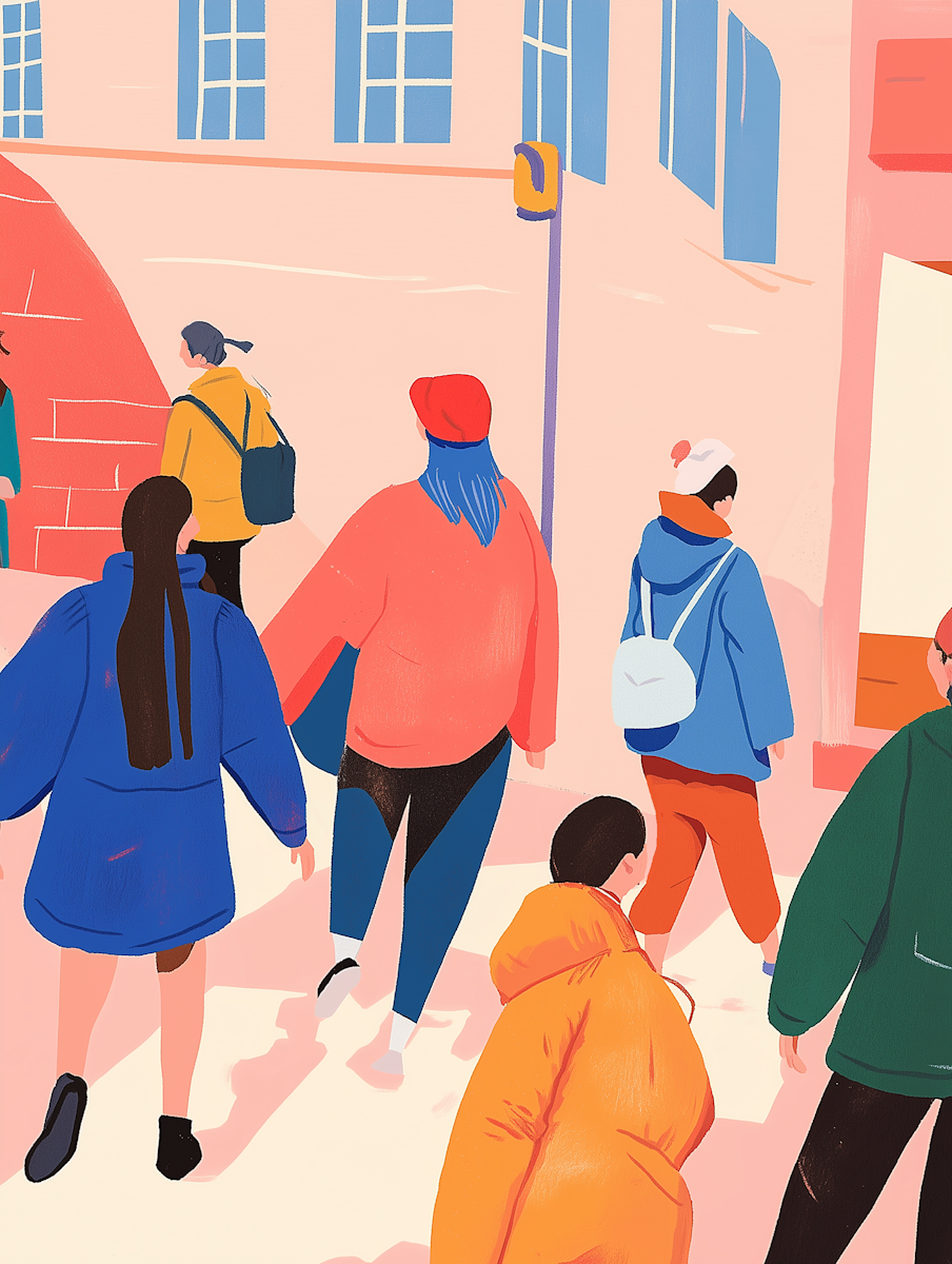 Vibrant street with different people