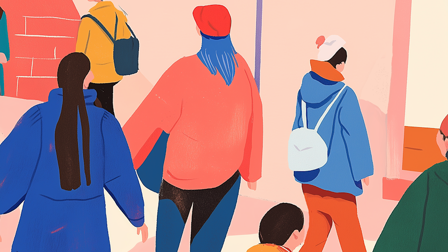 Vibrant street with different people