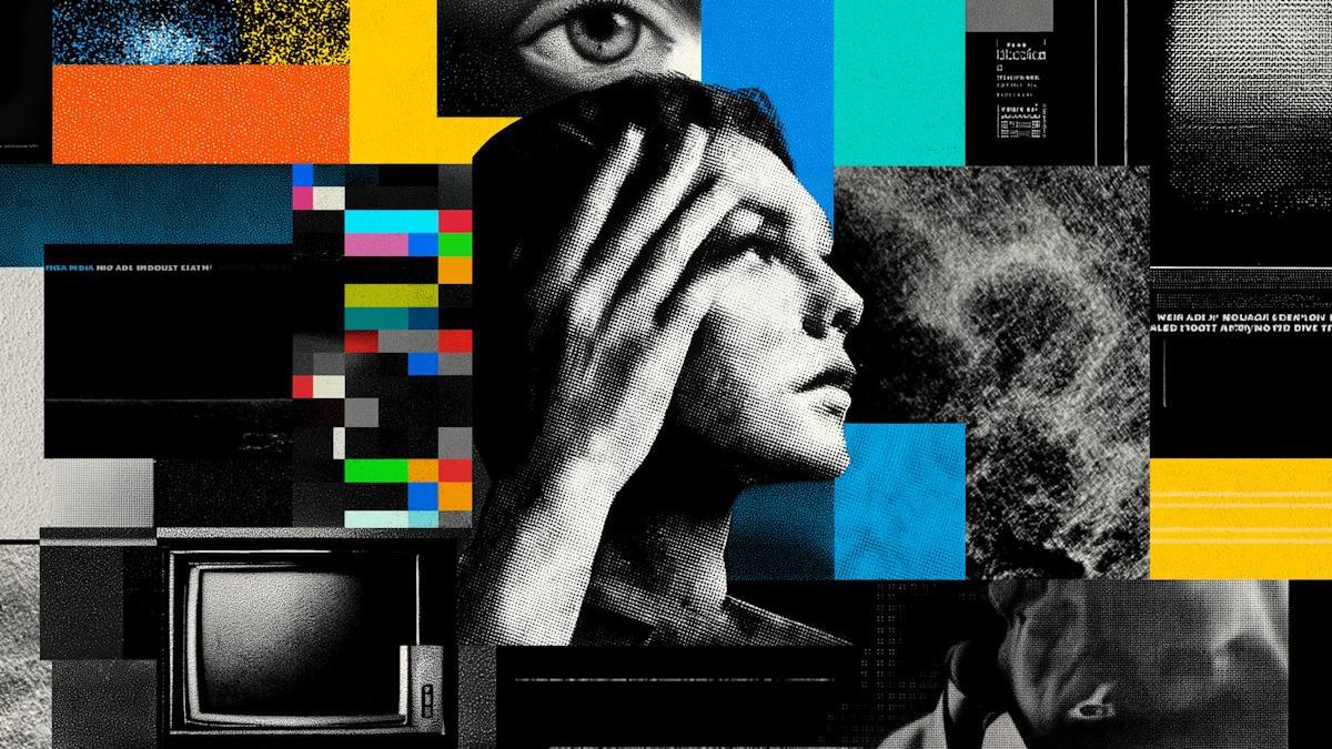 Retro collage illustration of a translator representing content writing tips for translation