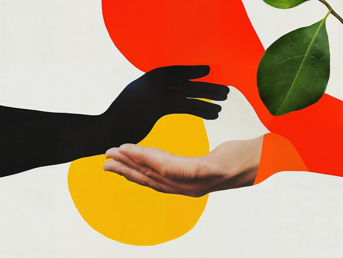Hands collaborating on art representing co-creation with multilingual audiences