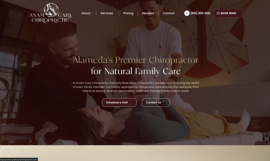 Anam Cara Chiropractic website screenshot