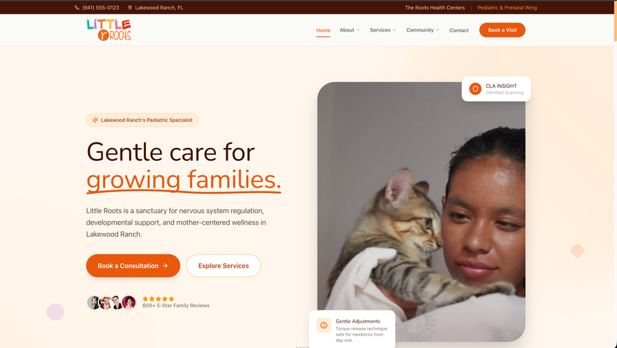 Little Roots Chiro website screenshot