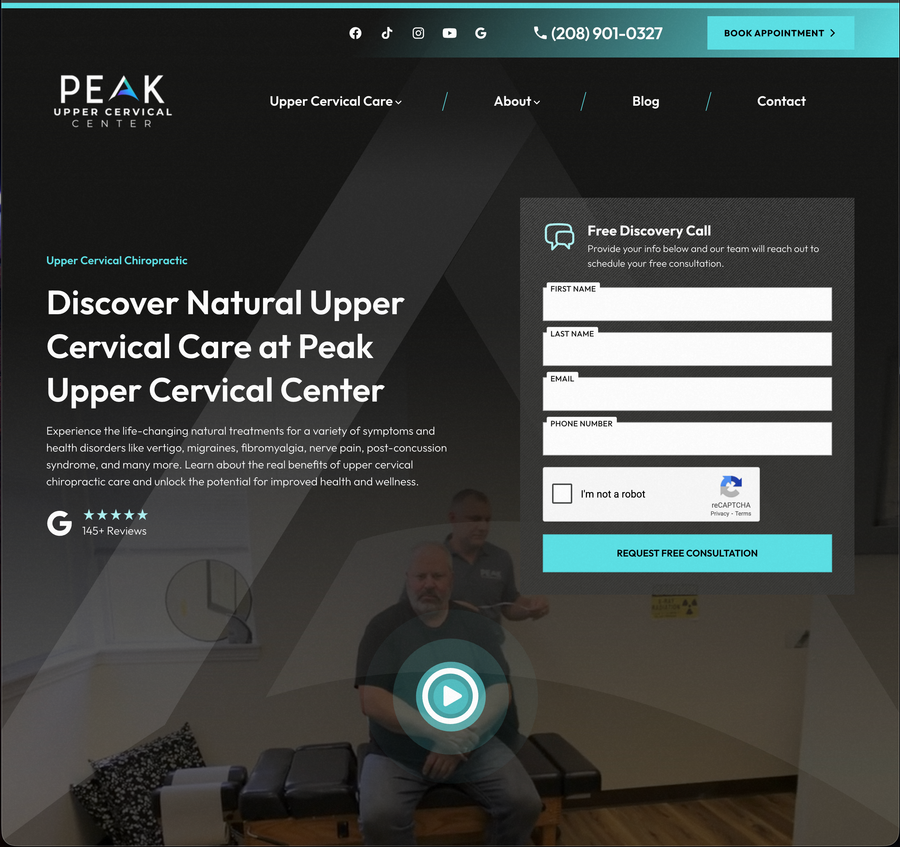 Peak Upper Cervical Center website screenshot