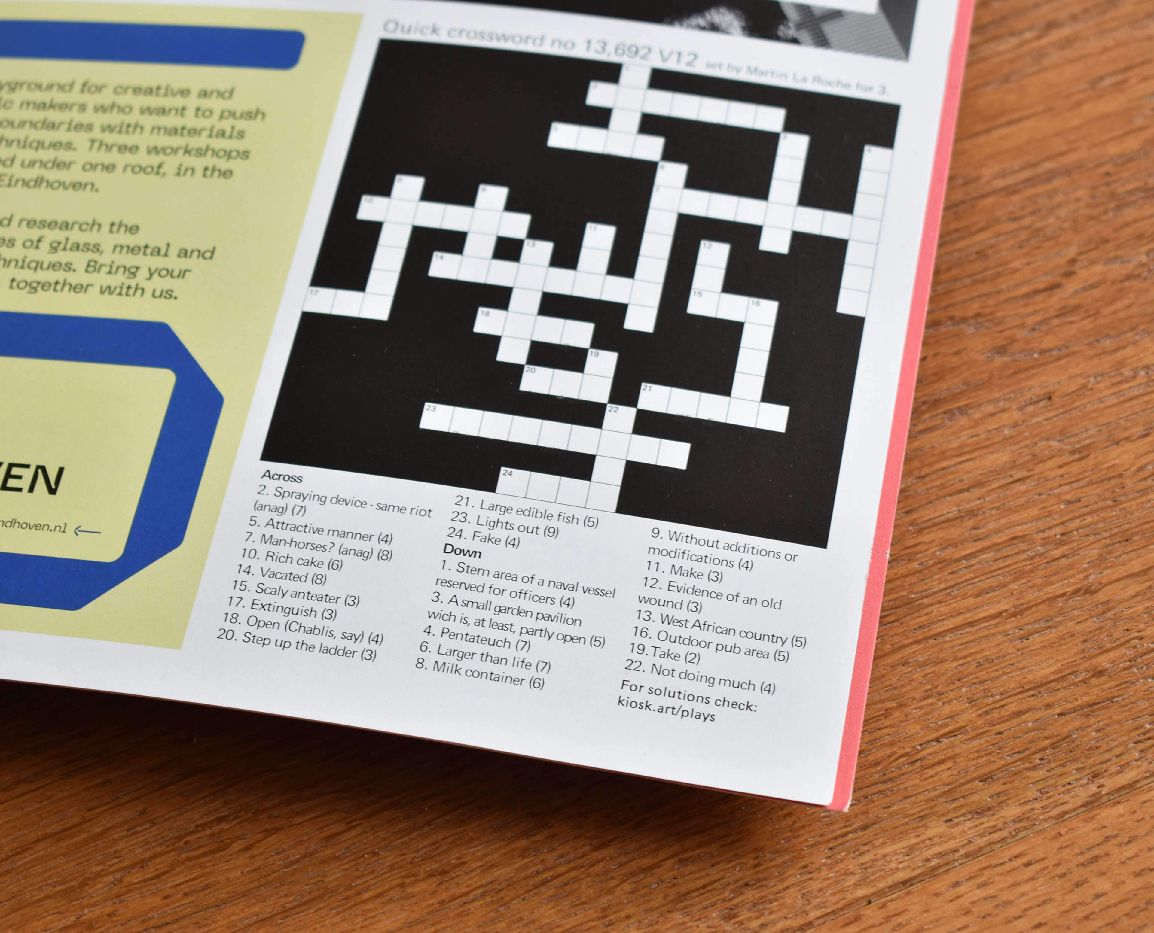 A crossword comissioned by Kiosk for the Metropolis M magazine printed issues throughout 2022. More info here