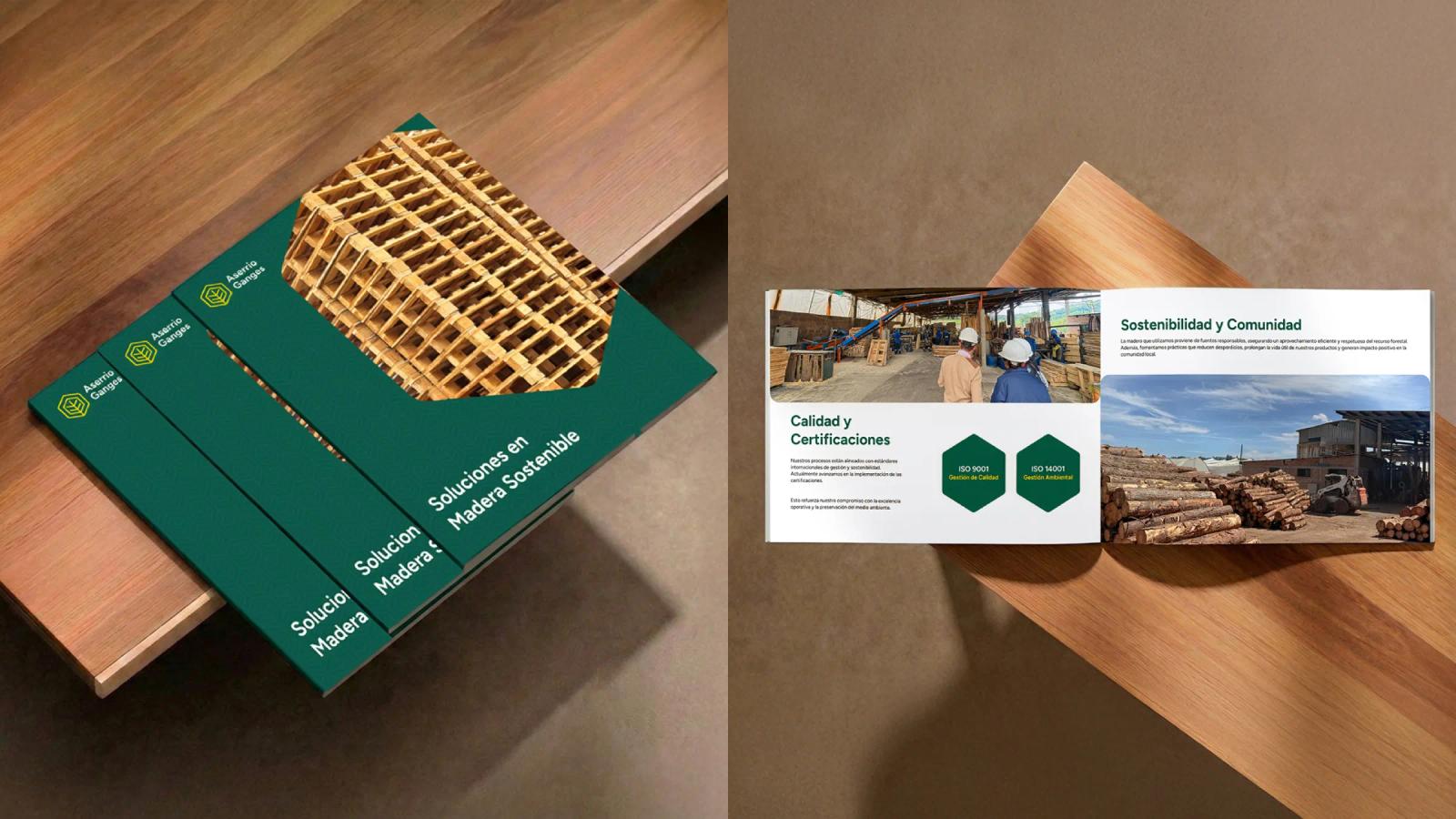 Brochures sobre mesa de madera