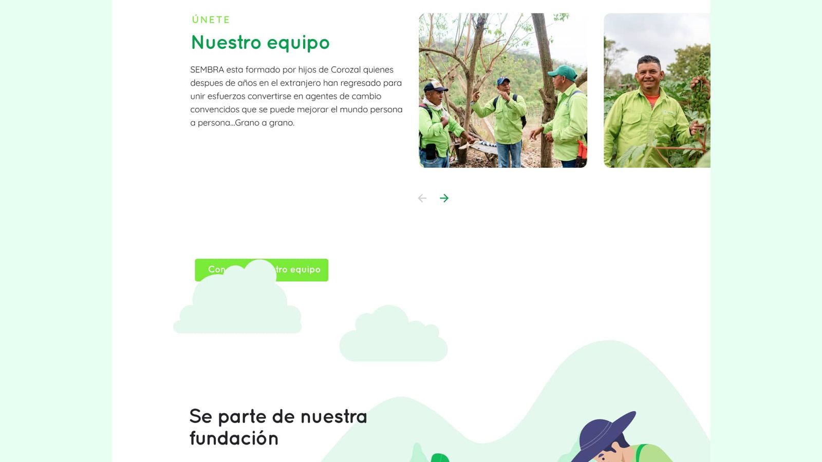 Equipo de agrónomos de Fundación Sembrá trabajando en campos de Corozal