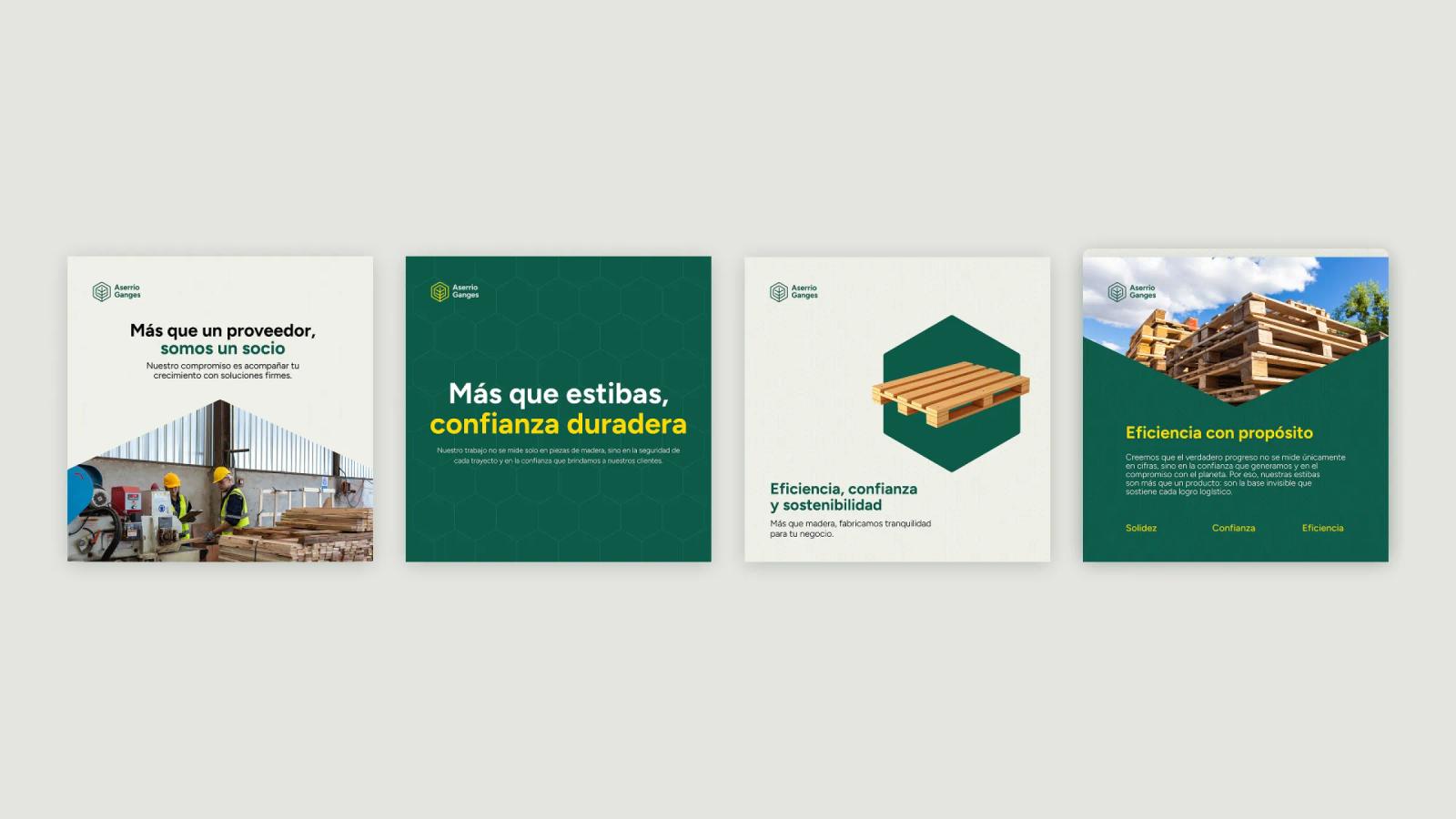 Piezas gráficas digitales corporativas con mensajes institucionales