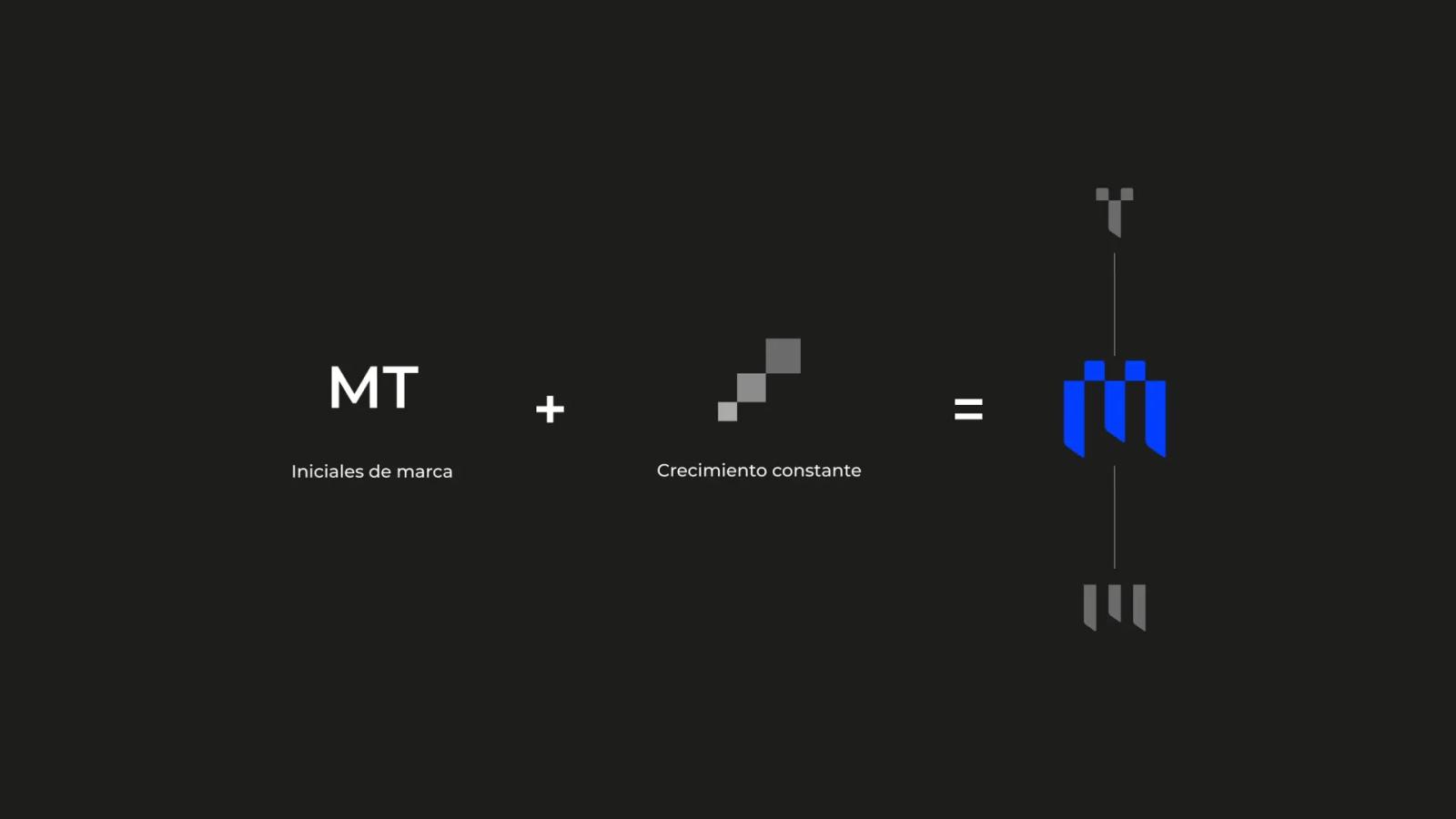 Construcción conceptual del logotipo a partir de iniciales y formas geométricas