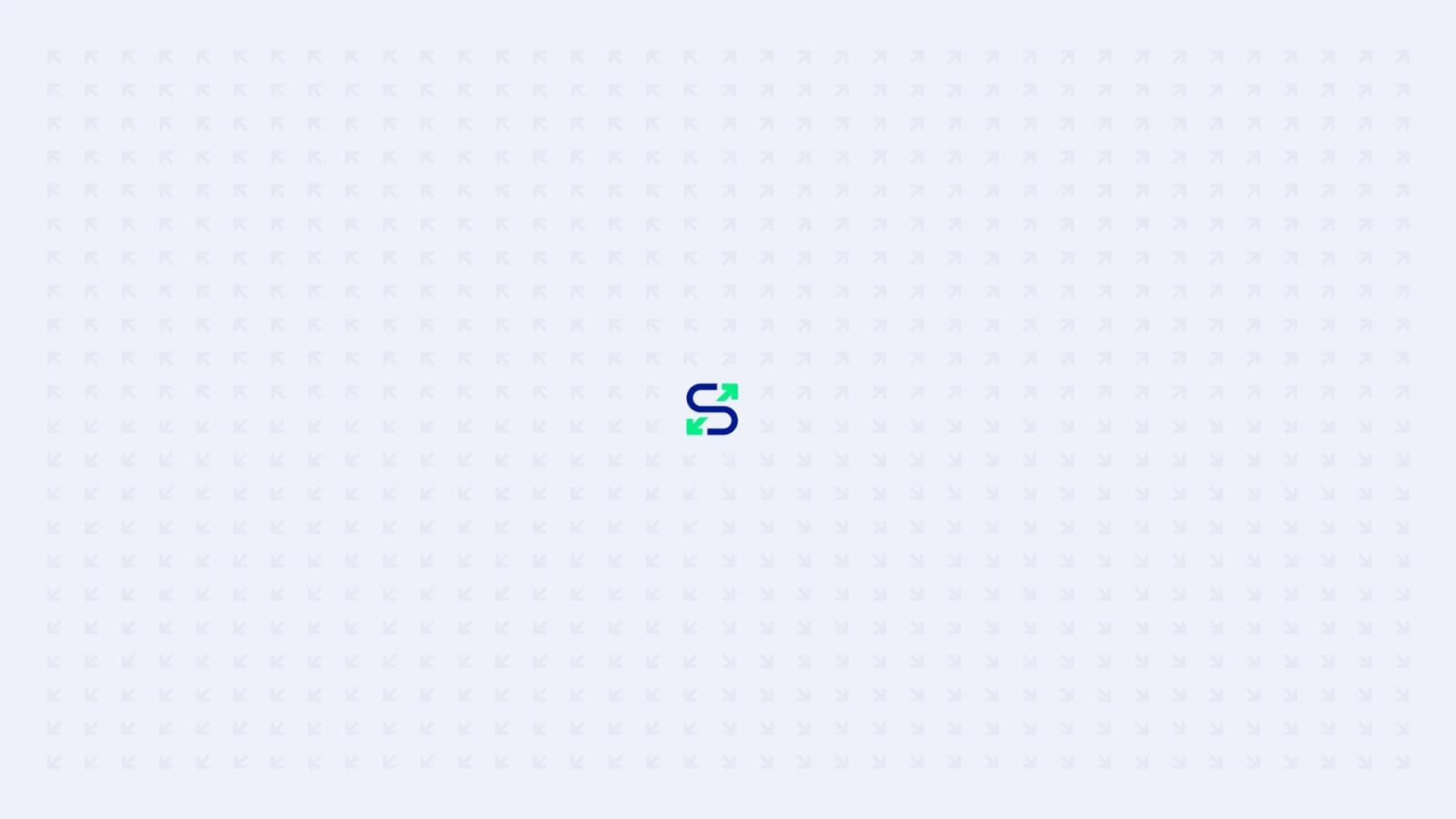 Patrón de diseño corporativo sobre fondo blanco compuesto por una cuadrícula de pequeñas flechas direccionales, destacando en el centro un logotipo en forma de 'S' formado por dos flechas entrelazadas en colores verde y blanco