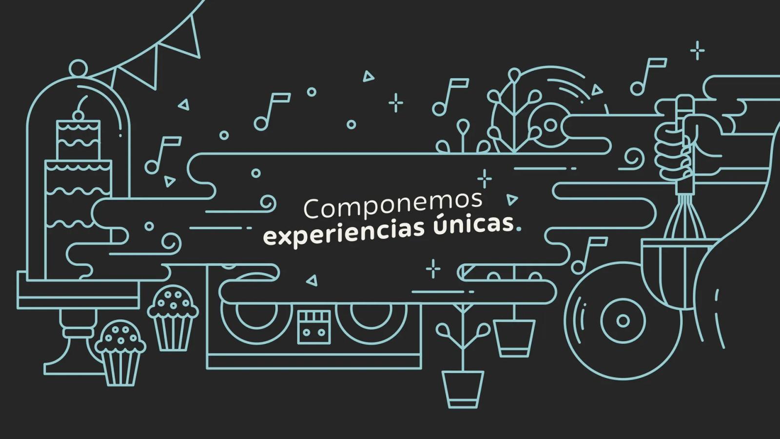 Sistema visual de marca en negro de Qué Selebras con slogan incrustado