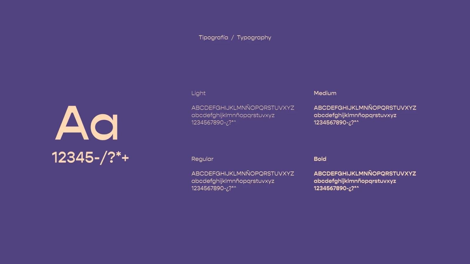 Tipografías corporativas con ejemplos de uso y jerarquía visual
