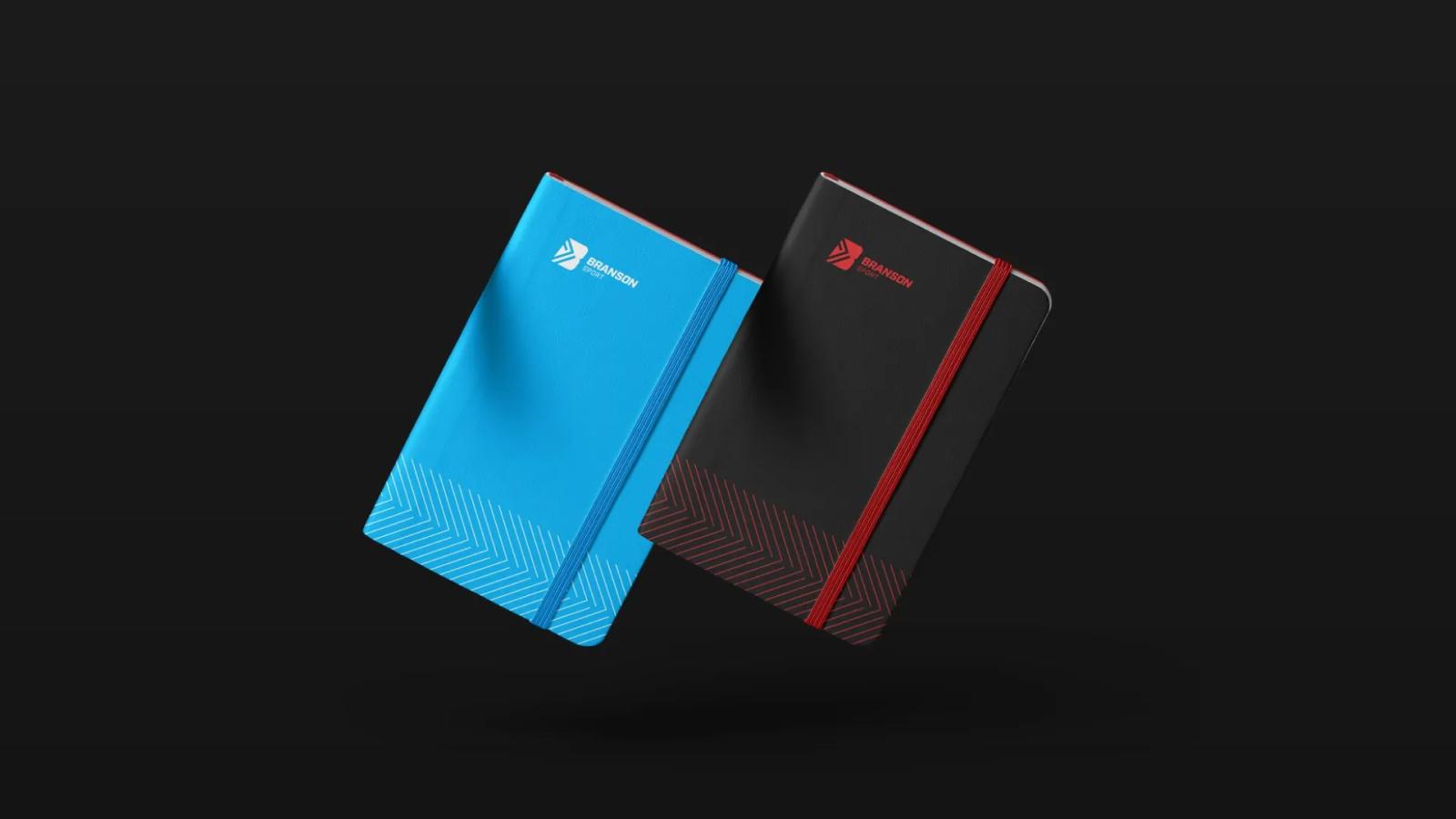 Cuadernos corporativas con identidad Branson Sport