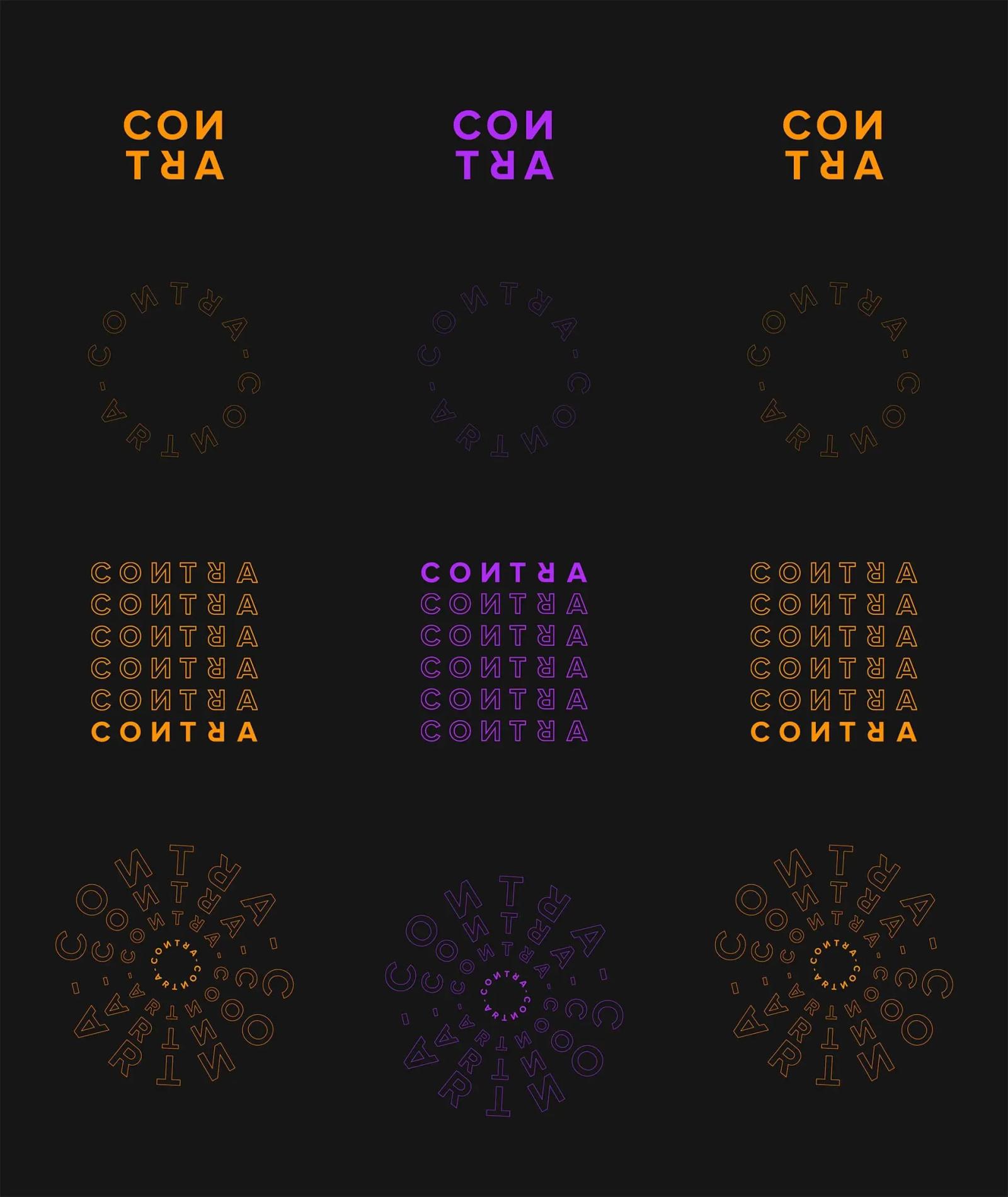 Variaciones de logotipo sobre fondo oscuro