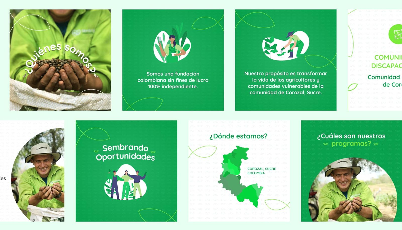 Identidad visual Sembrá aplicada a medios digitales