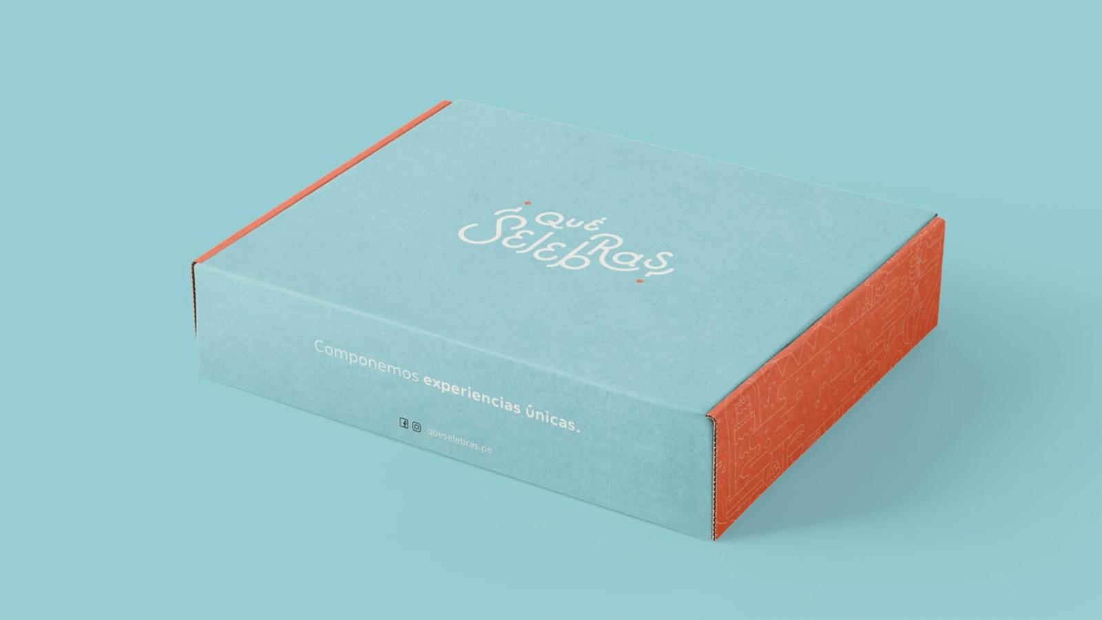 Diseño de packaging de marca Qué Selebras con tapa cerrada