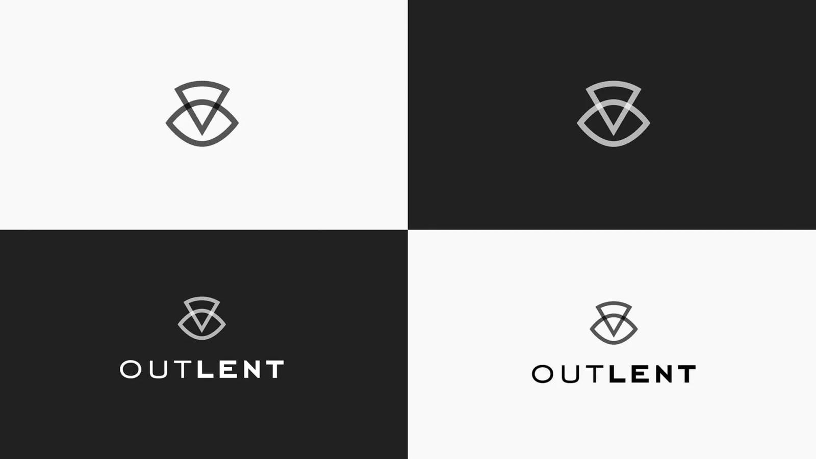 Variaciones de logotipo en fondo blanco y negro