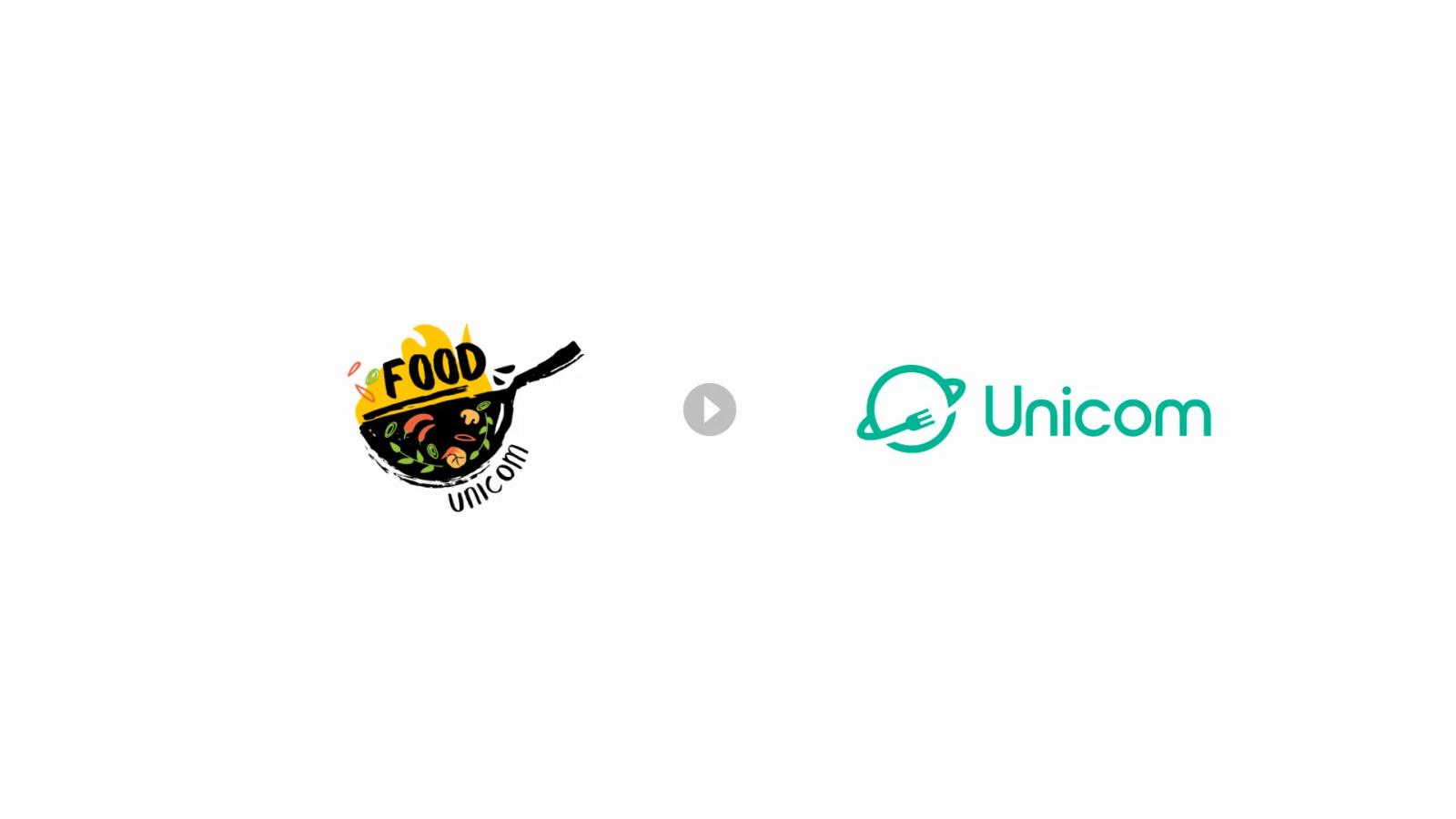 Comparativa de rebranding de Unicom mostrando la evolución del logotipo antiguo hacia la nueva identidad visual estilizado y tipografía juvenil