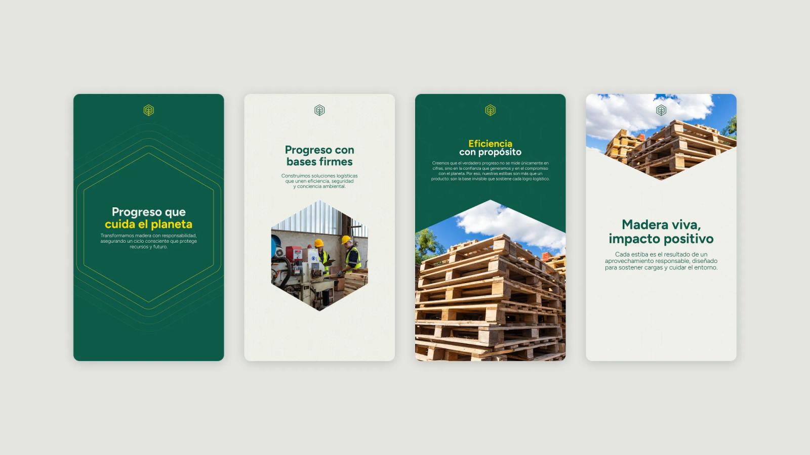 Historia para redes sociales con fotografías de pallets de madera