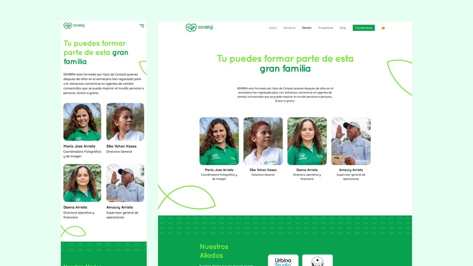 Diseño web de Sembrá — identidad visual de fundación agrícola en Colombia