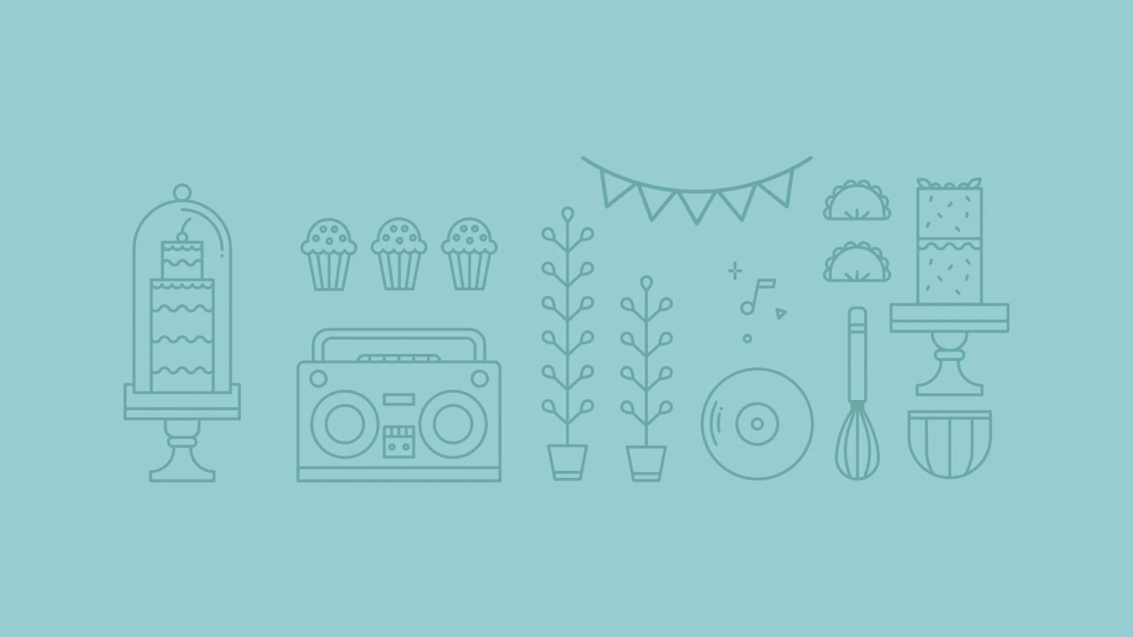 Elementos ilustrados de identidad visual de gastronomía