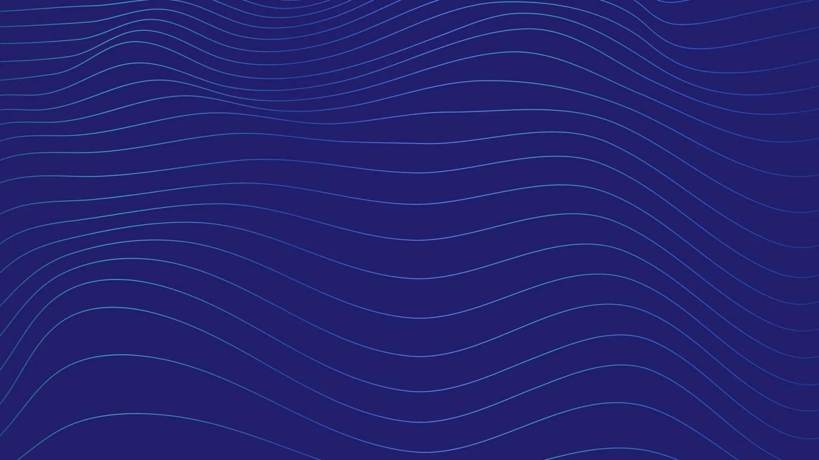 Patrón de diseño gráfico abstracto con fondo azul oscuro y líneas onduladas celestes simulando ondas de agua o topografía minimalista para uso corporativo