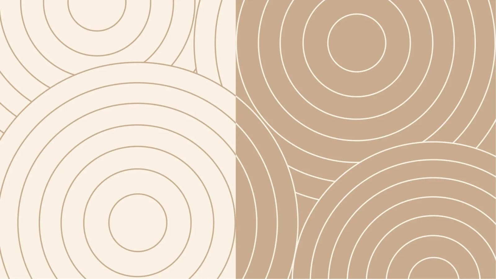 Patrones gráficos circulares en tonos neutros de la identidad visual