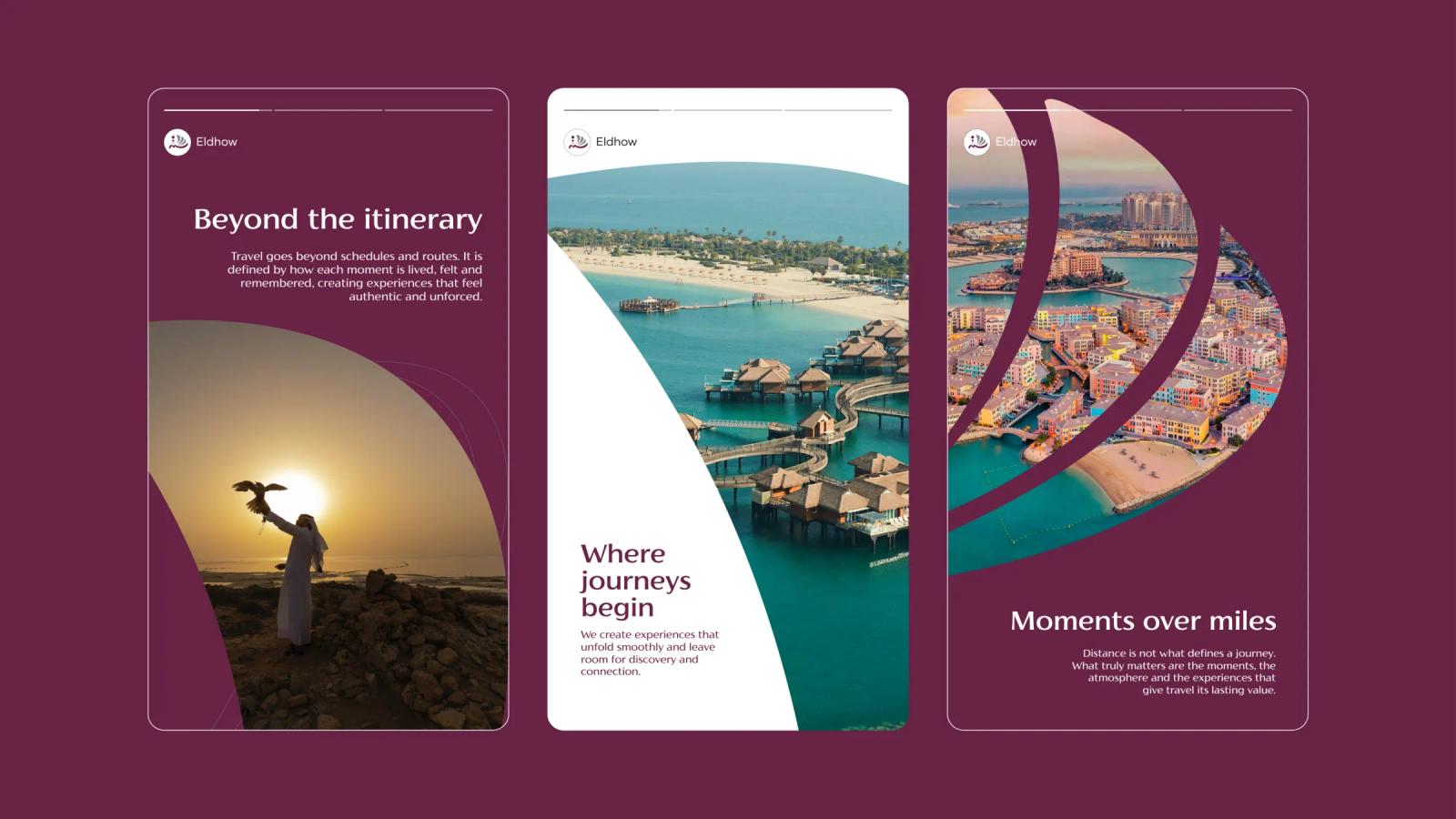 Historias de redes sociales con diseño gráfico de viajes y destinos