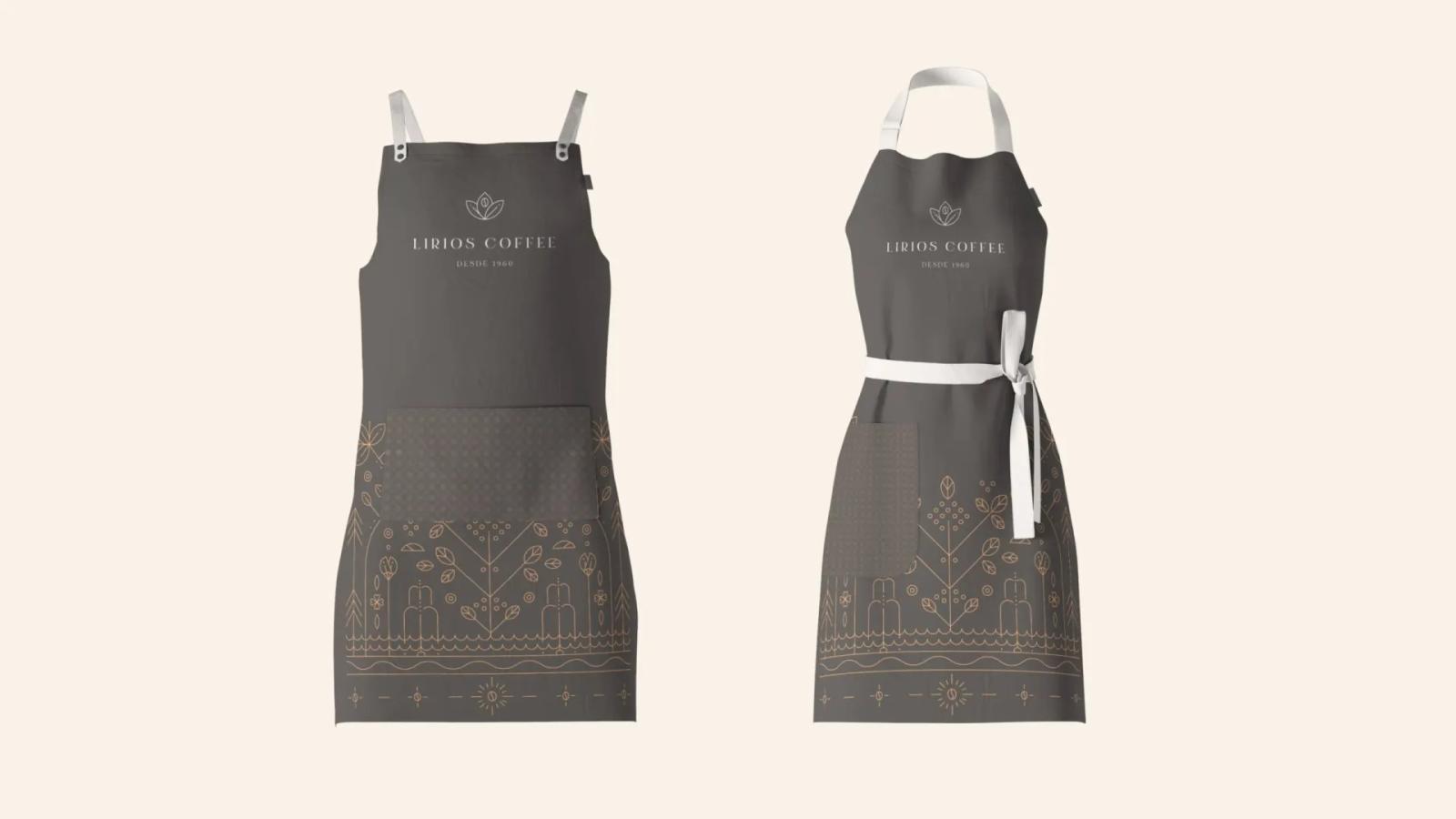 Mandil de barista con aplicación de identidad de marca