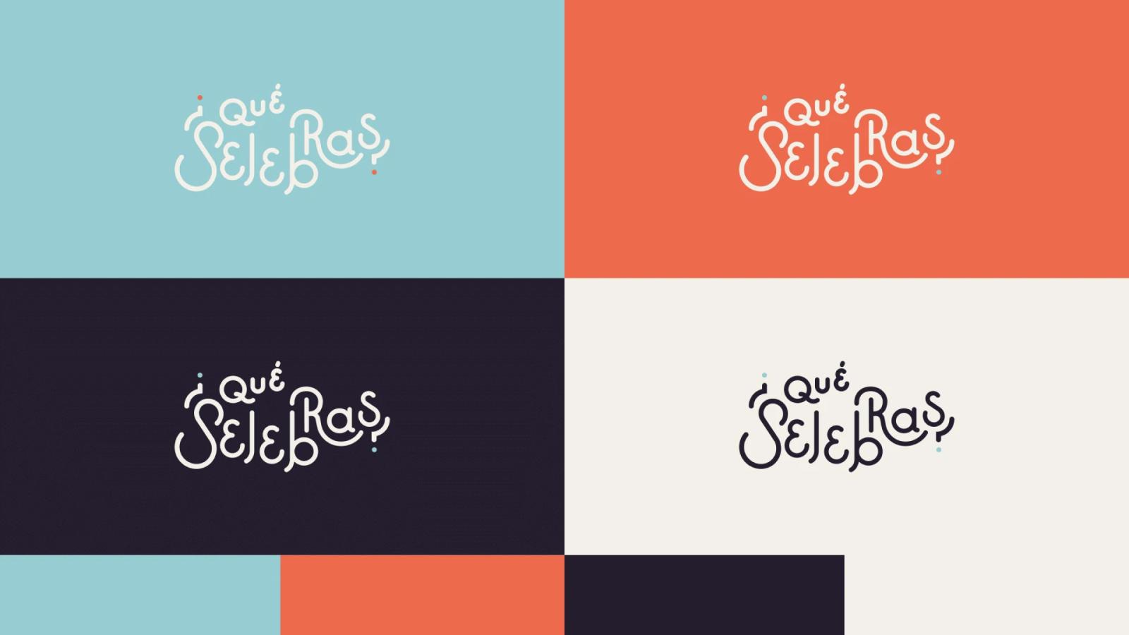 variaciones del logotipo de Qué Selebras con paleta de color