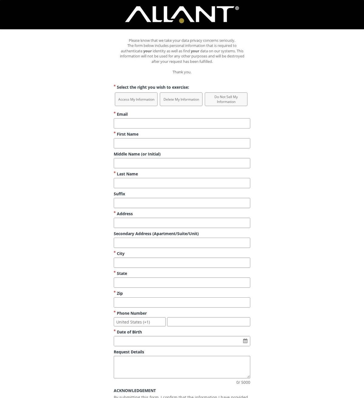 Allant Group's opt-out page, captured 23 Oct 2026