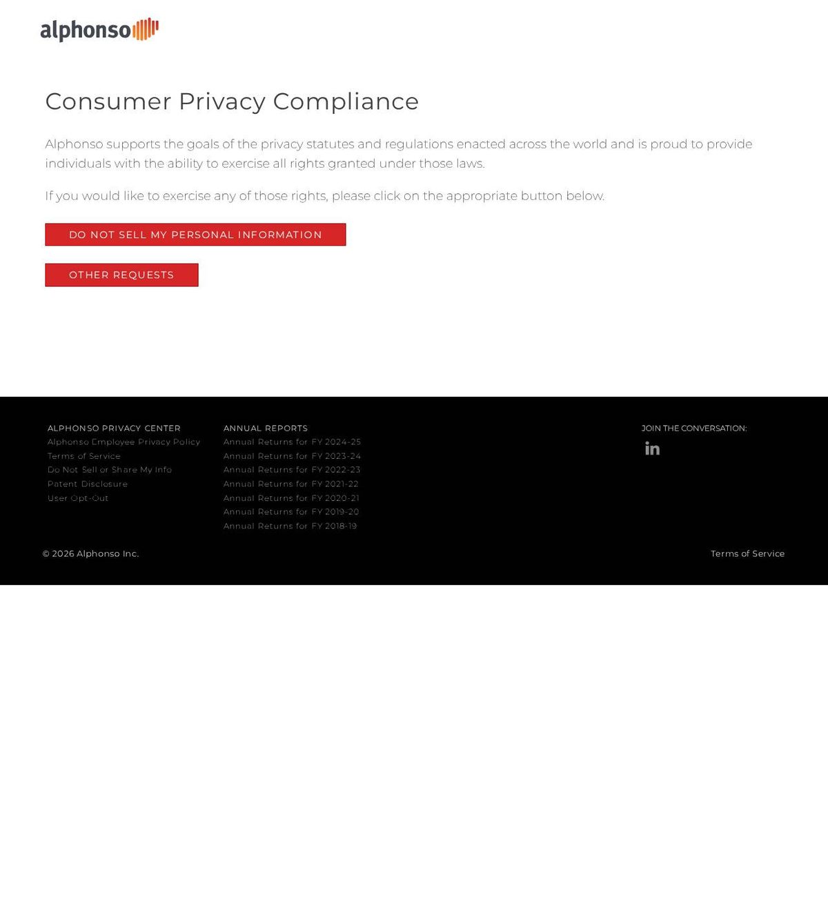 Alphonso's opt-out page, captured 23 Oct 2026