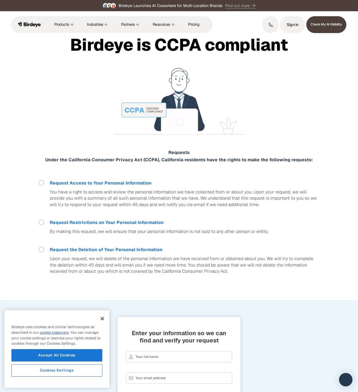 Birdeye's opt-out page, captured 23 Oct 2026