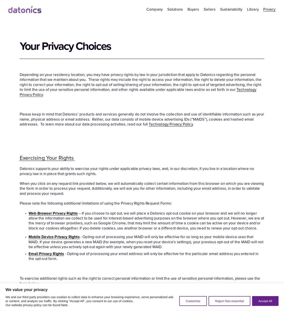 Datonics's opt-out page, captured 23 Oct 2026