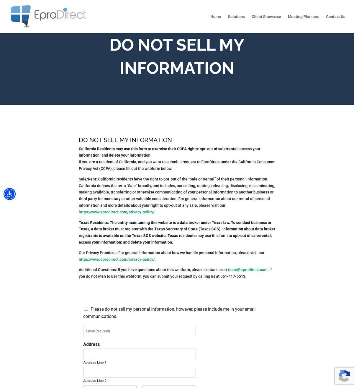 EproDirect's opt-out page, captured 23 Oct 2026