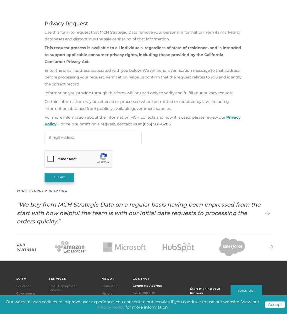 MCH's opt-out page, captured 23 Oct 2026