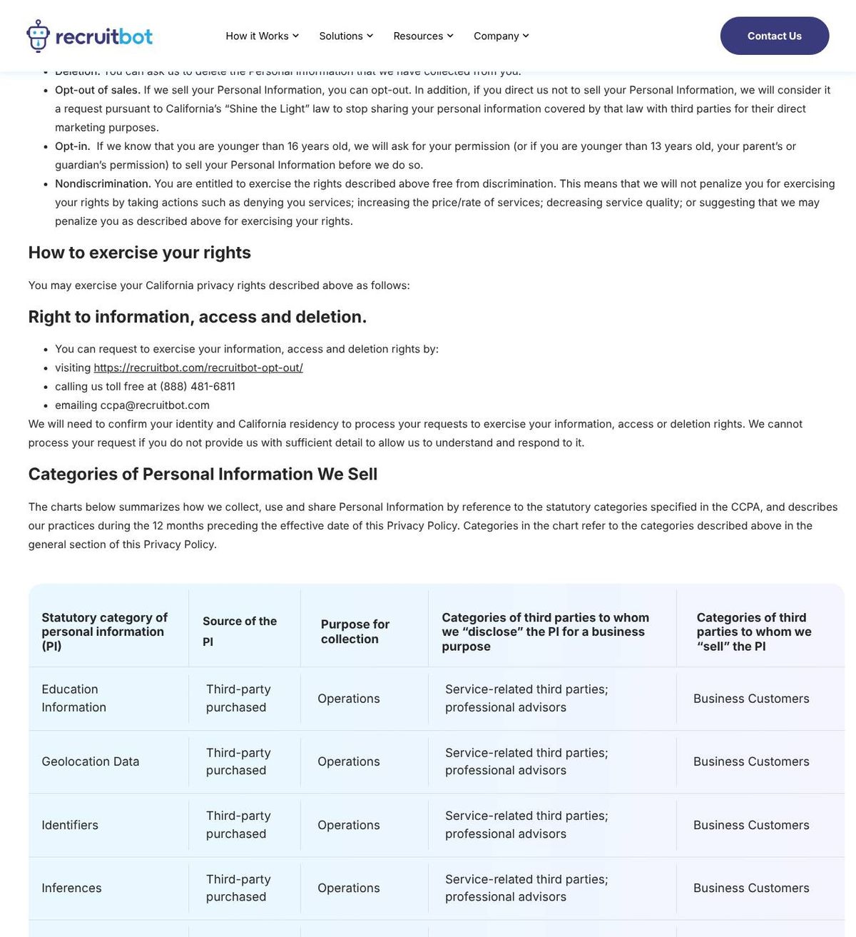 RecruitBot's opt-out page, captured 23 Oct 2026